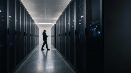 Data center moderne épuré symbolisant l'équilibre entre réduction des coûts et agilité du stockage cloud